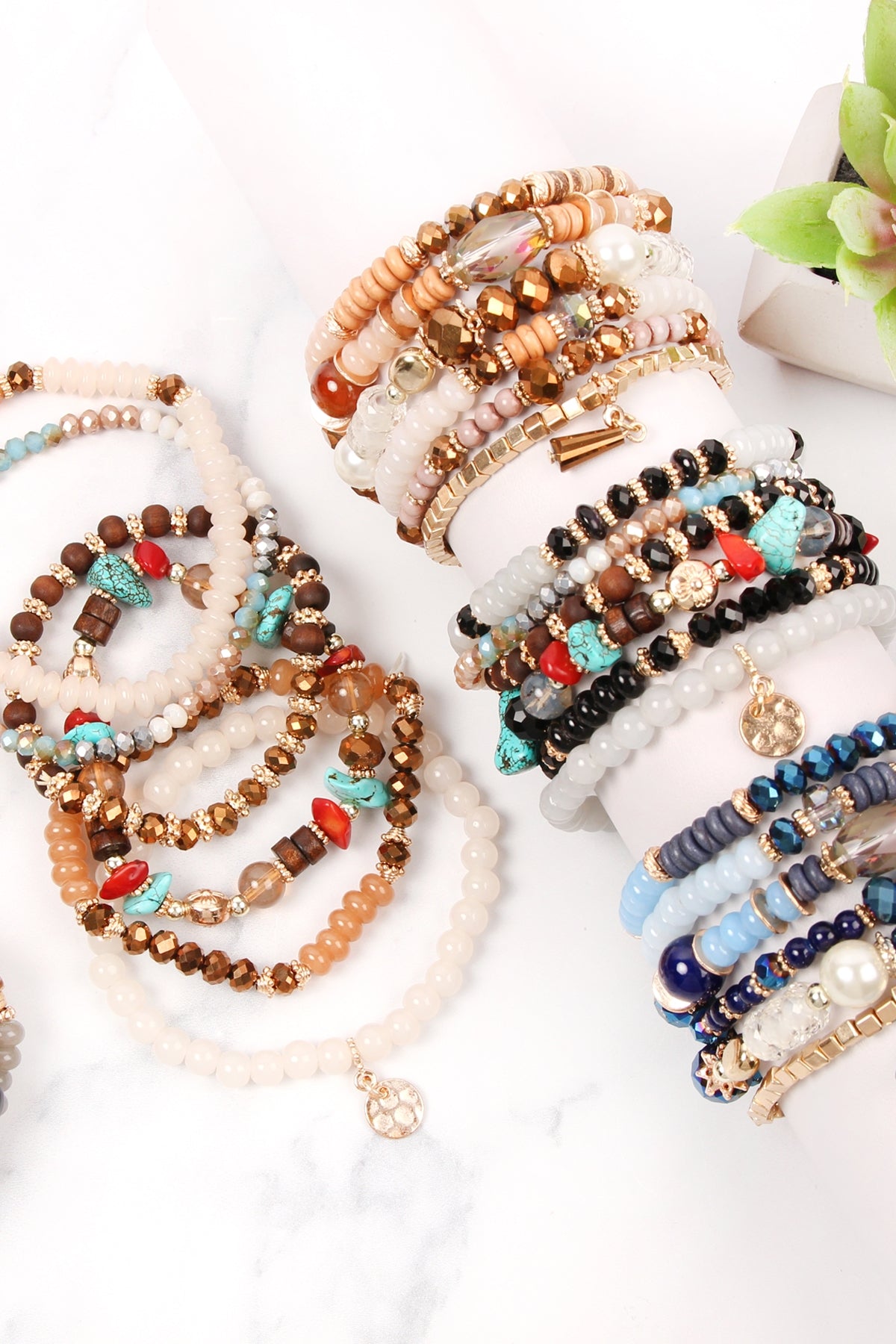 Multi Stone Beads Stackable Bracelets