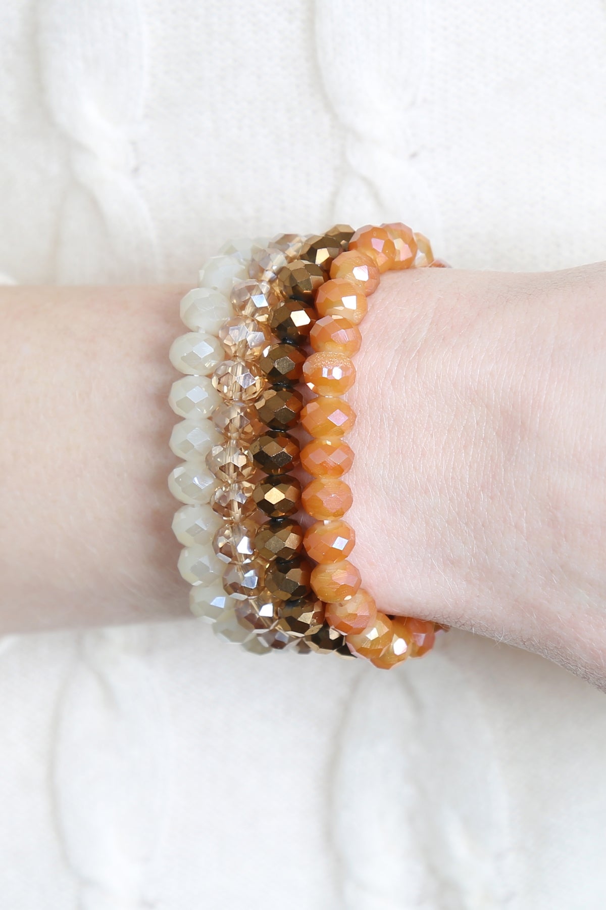 Four Line Crystal Beads Stretch Bracelet