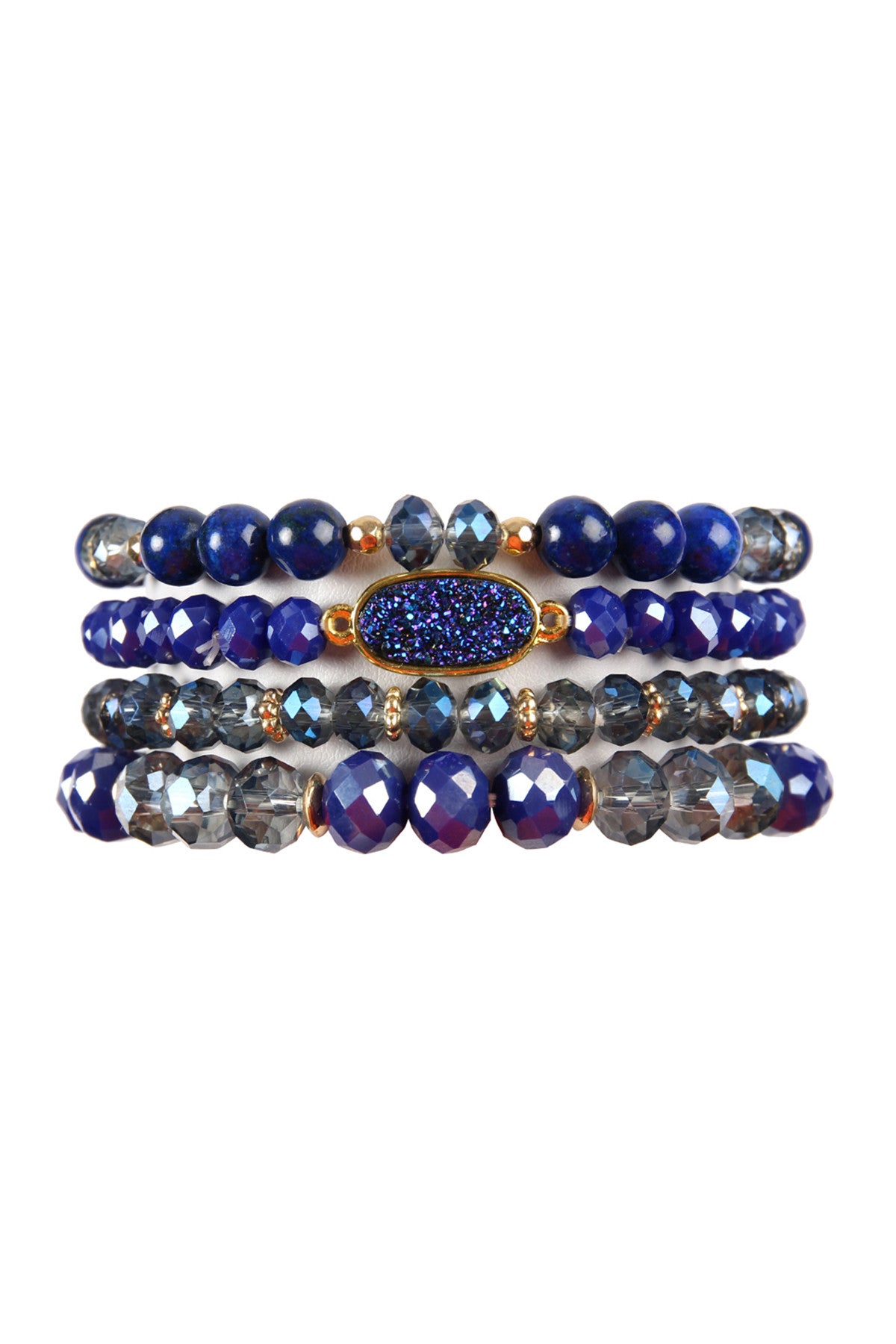 Druzy Oval Mixed Beads Bracelet Set