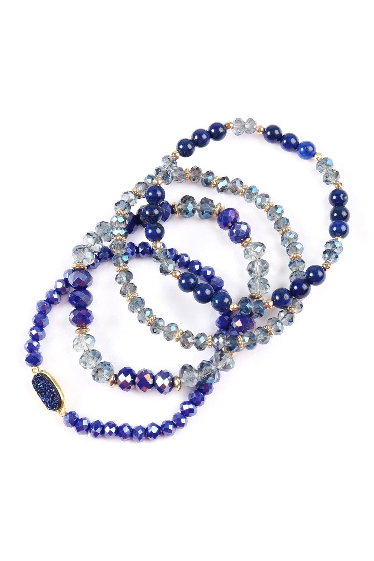Druzy Oval Mixed Beads Bracelet Set