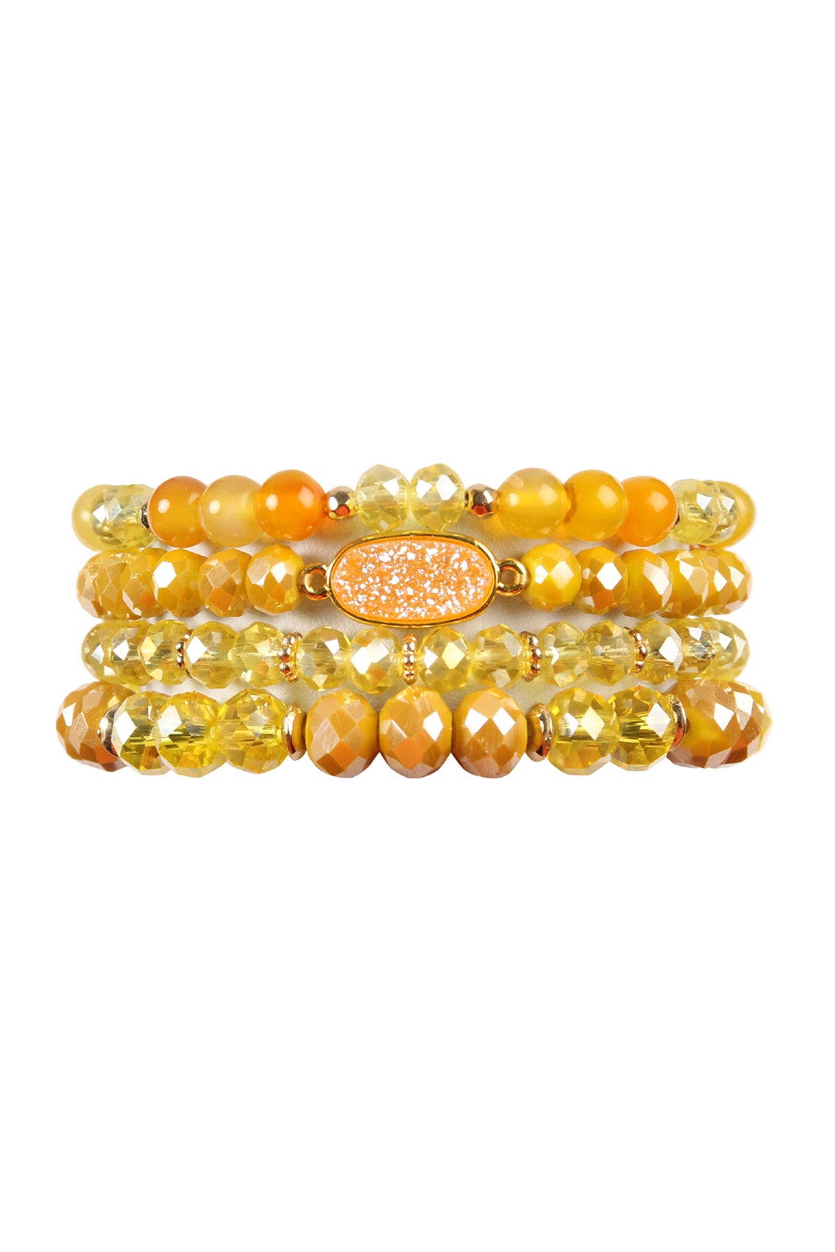 Druzy Oval Mixed Beads Bracelet Set