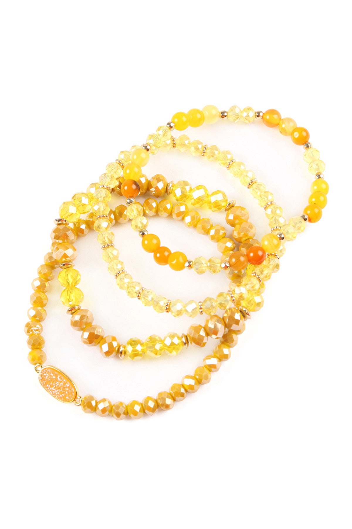 Druzy Oval Mixed Beads Bracelet Set
