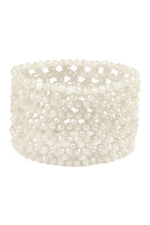 Glass Beads Mesh Wide Stretch Bracelet