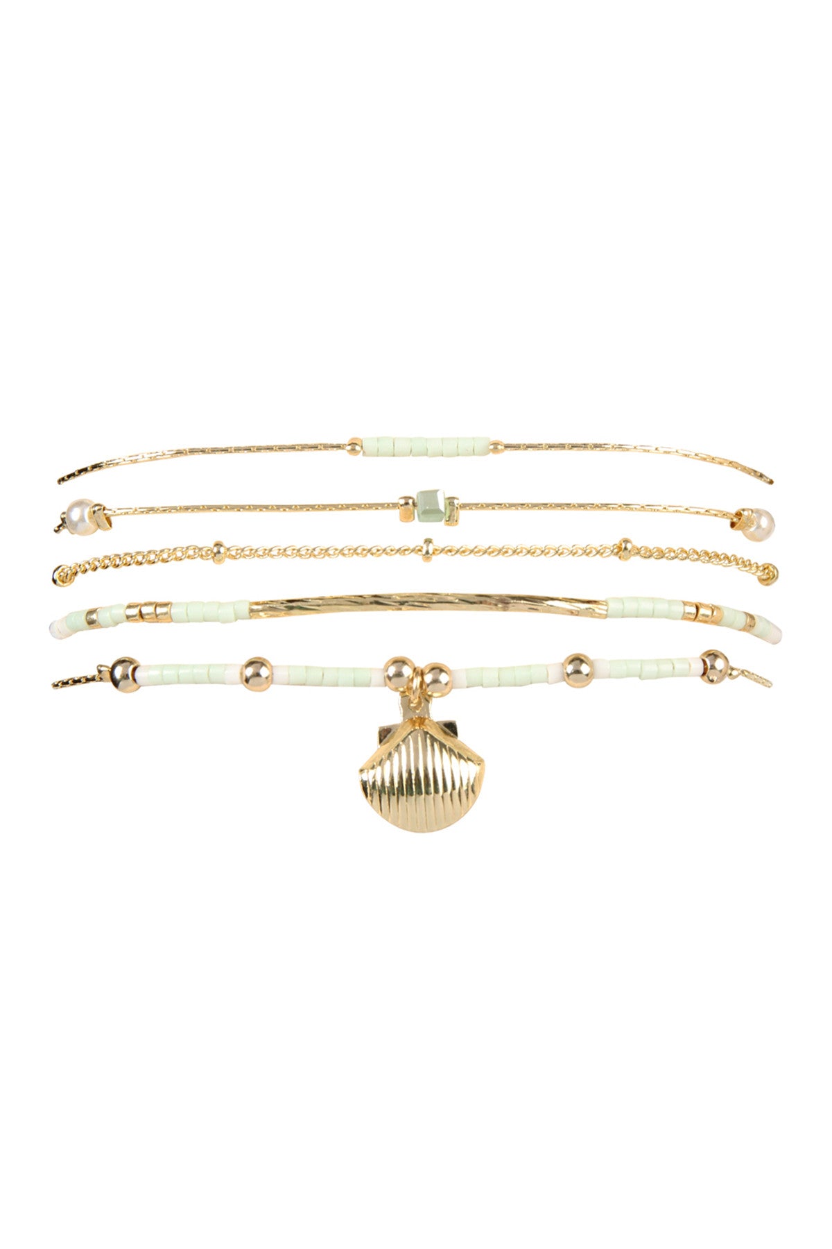 Cast Metal Clam Shape Charm Bracelet