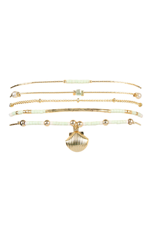 Cast Metal Clam Shape Charm Bracelet
