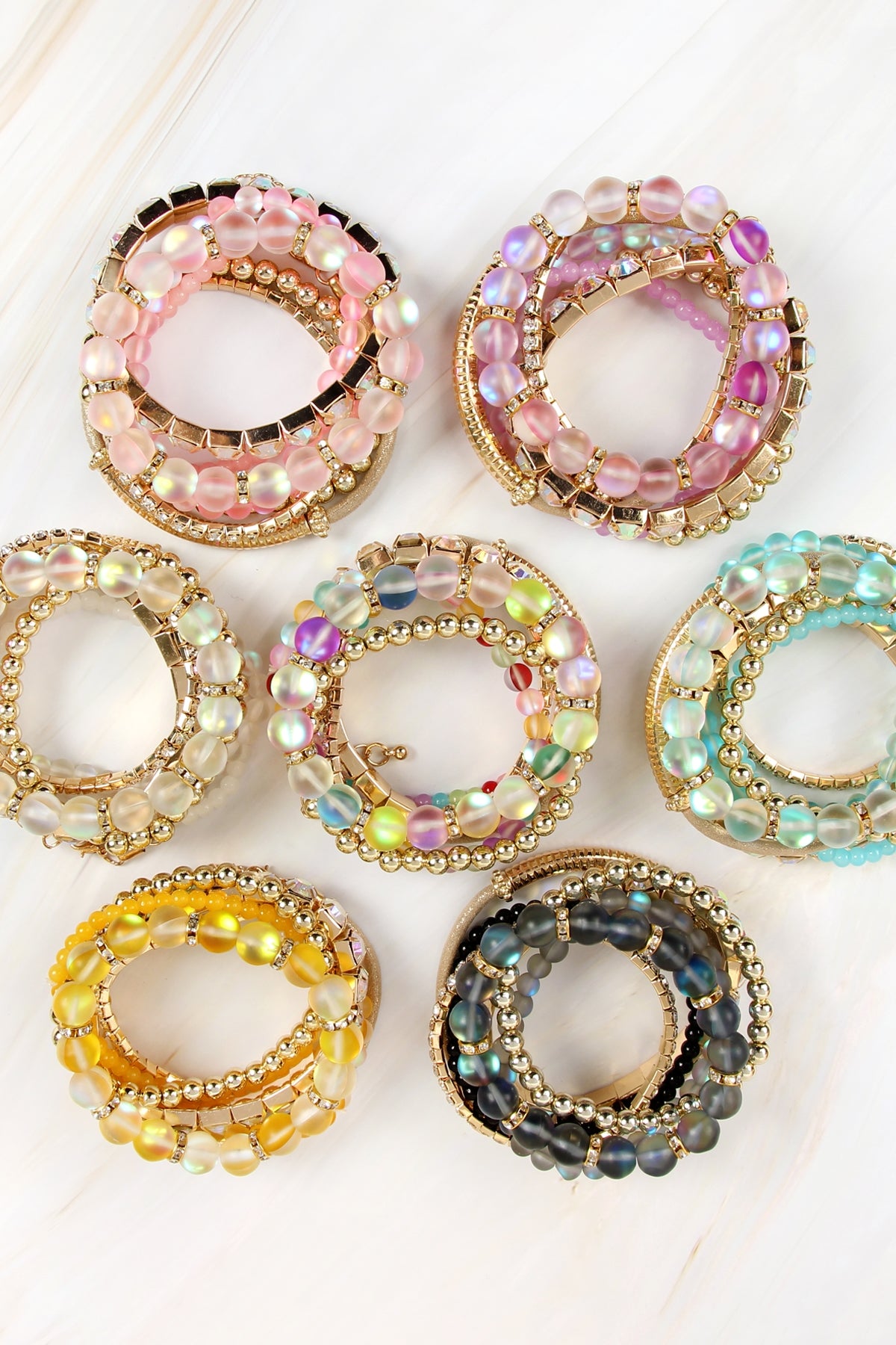 Mermaid Glass Stretch Bracelet Set