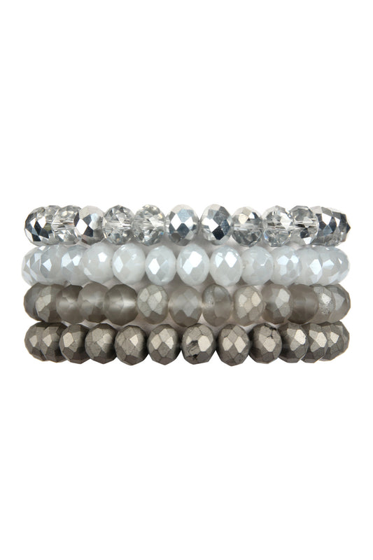 4 Line Glass Beads Stretch Bracelet