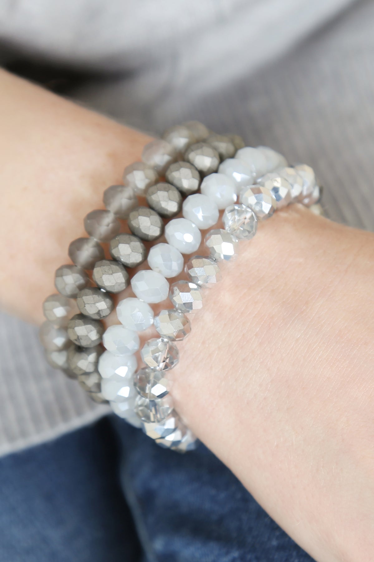 4 Line Glass Beads Stretch Bracelet