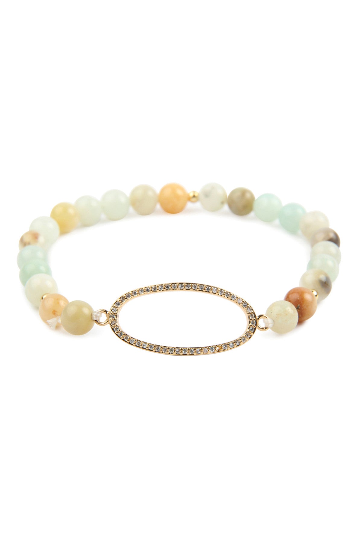 Amazonite Open Oval with Natural Stone Beads Bracelet