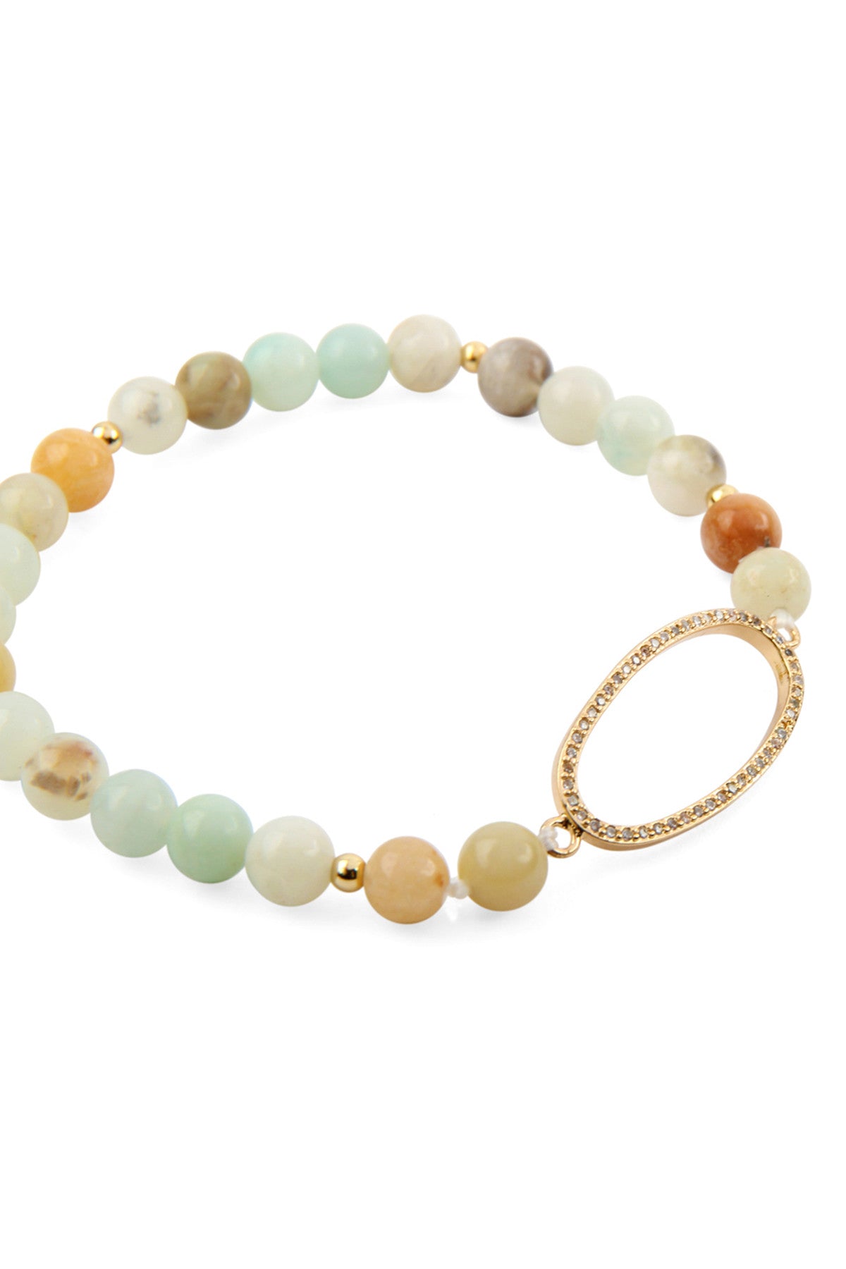 Amazonite Open Oval with Natural Stone Beads Bracelet