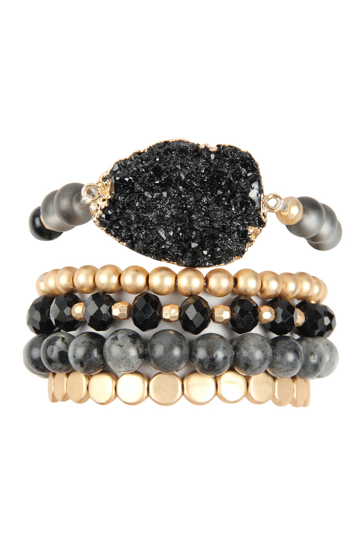 Druzy Charm Mixed Bracelet Set