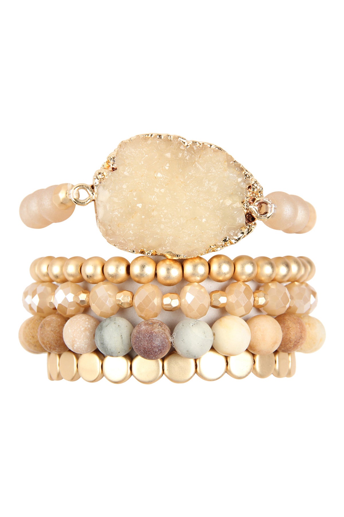 Druzy Charm Mixed Bracelet Set