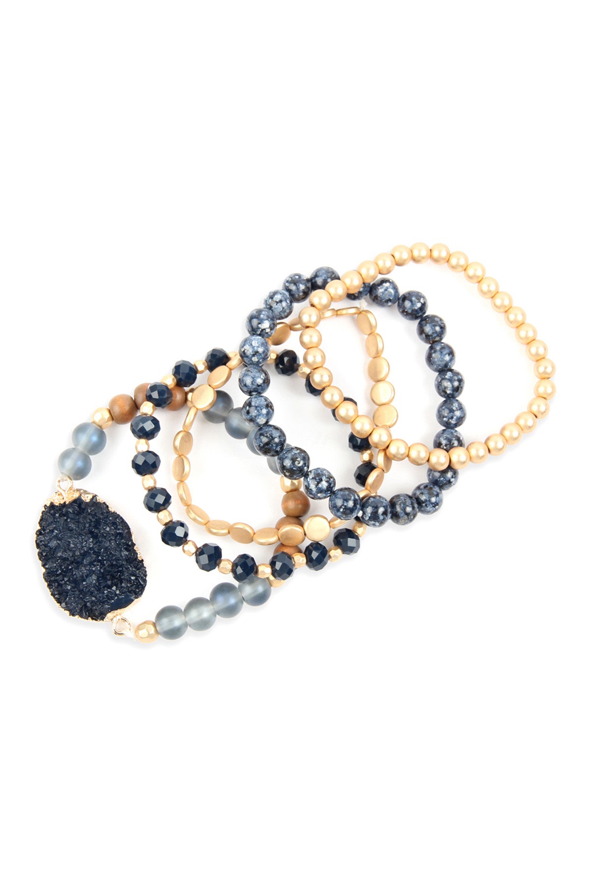 Druzy Charm Mixed Bracelet Set