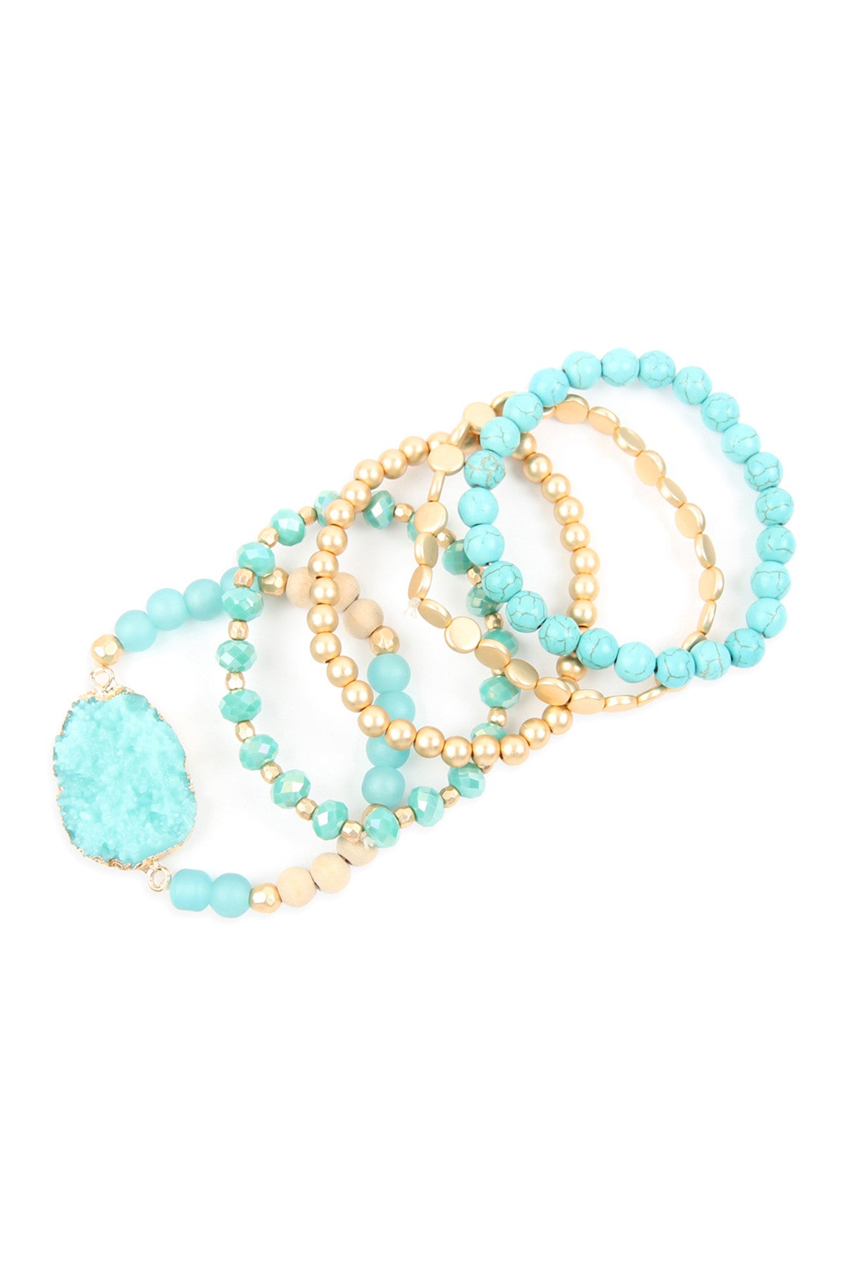 Druzy Charm Mixed Bracelet Set