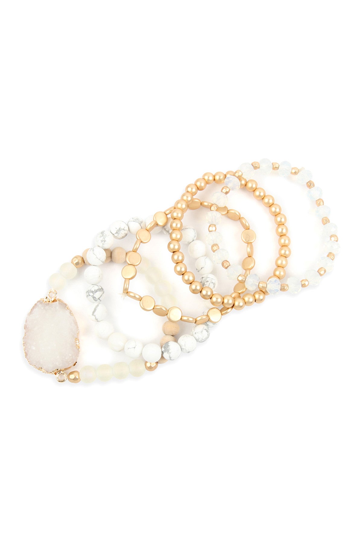 Druzy Charm Mixed Bracelet Set