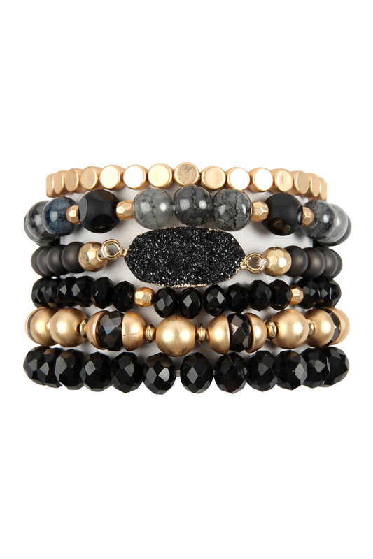 Multi Line Druzy Stone Charm Bracelet