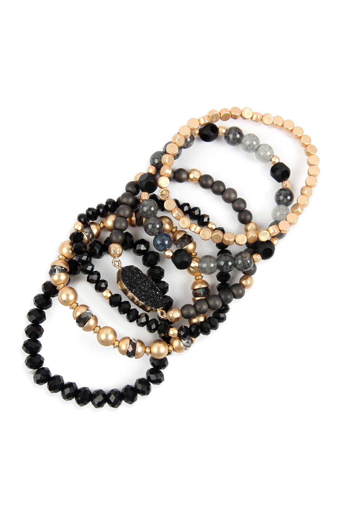 Multi Line Druzy Stone Charm Bracelet
