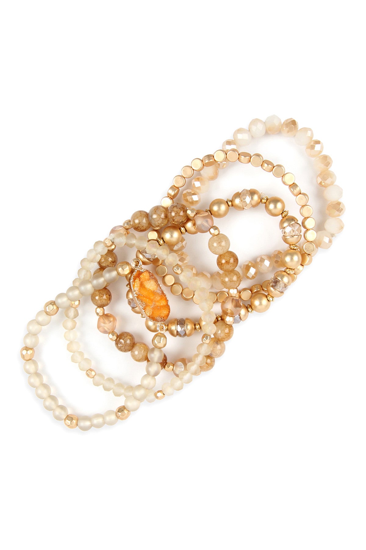 Multi Line Druzy Stone Charm Bracelet