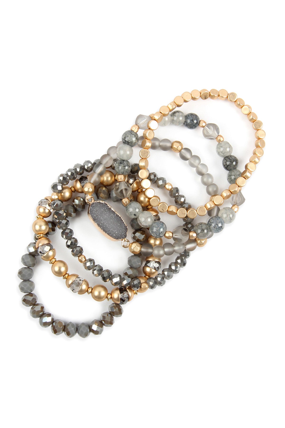 Multi Line Druzy Stone Charm Bracelet