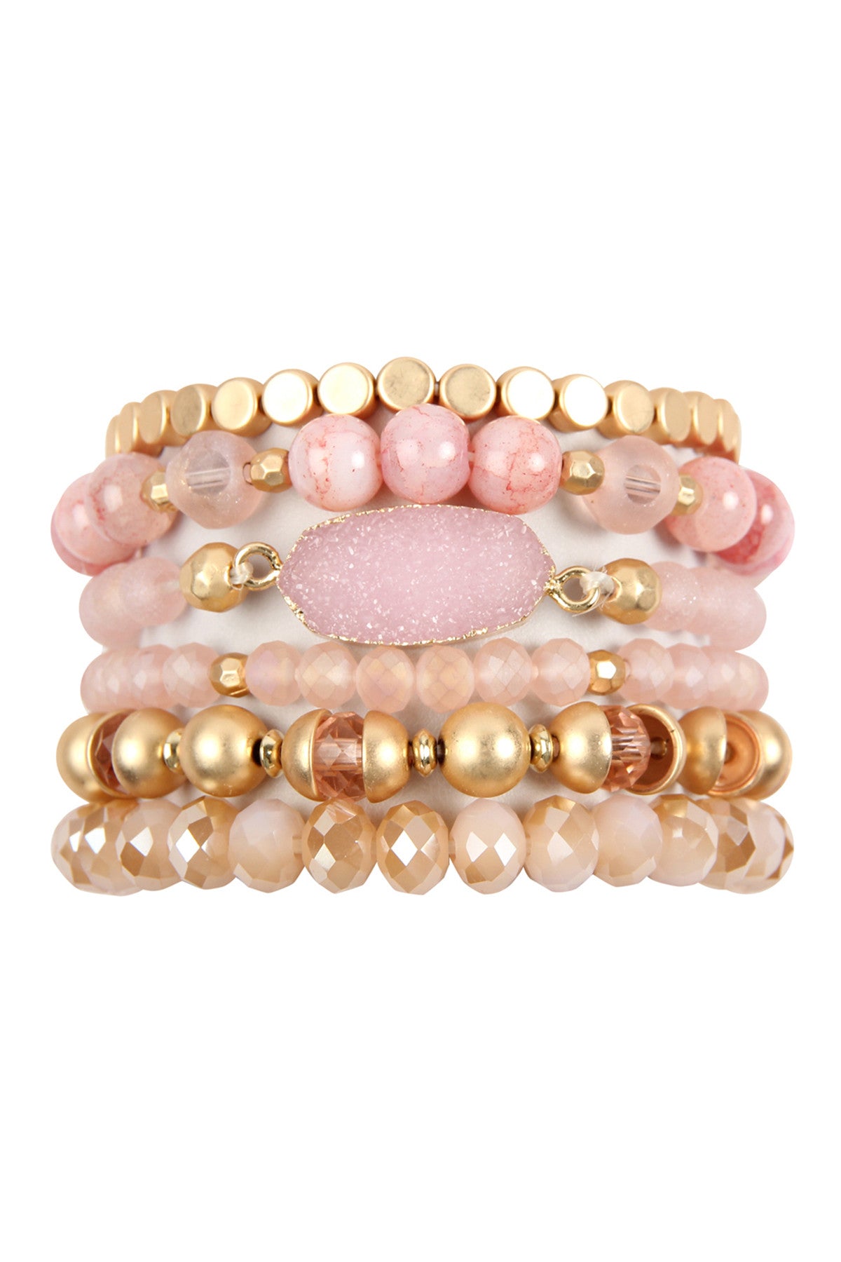 Multi Line Druzy Stone Charm Bracelet