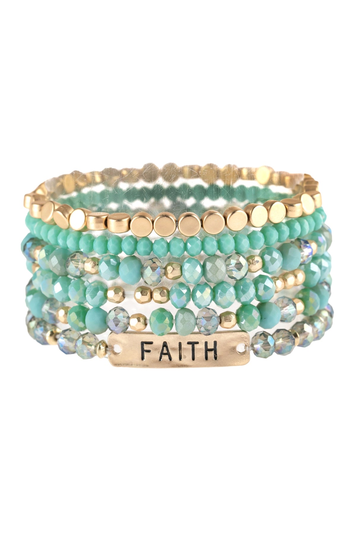 Faith Charm Mixed Beads Bracelet