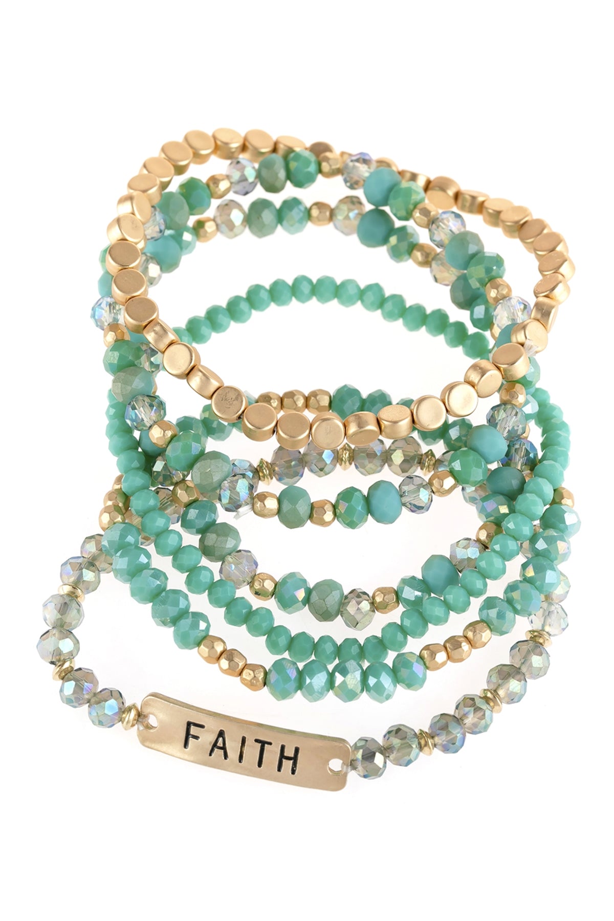 Faith Charm Mixed Beads Bracelet