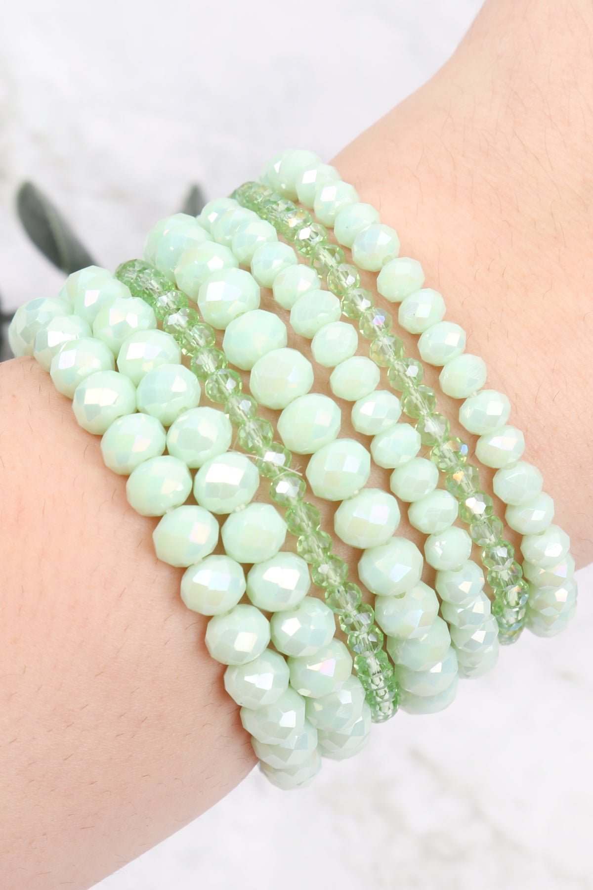 Seven Lines Glass Beads Stretch Bracelet