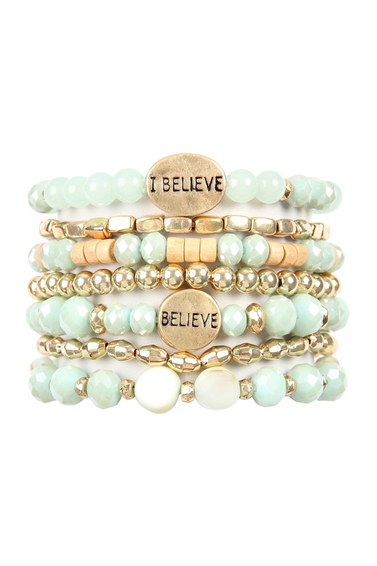 I Believe Charm Mix Beads Bracelet