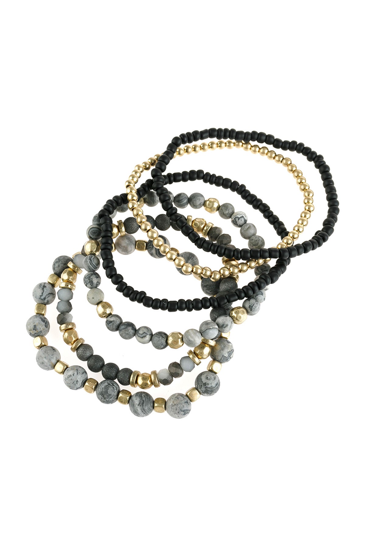 Natural Stone Mixed Beads Charm Bracelet