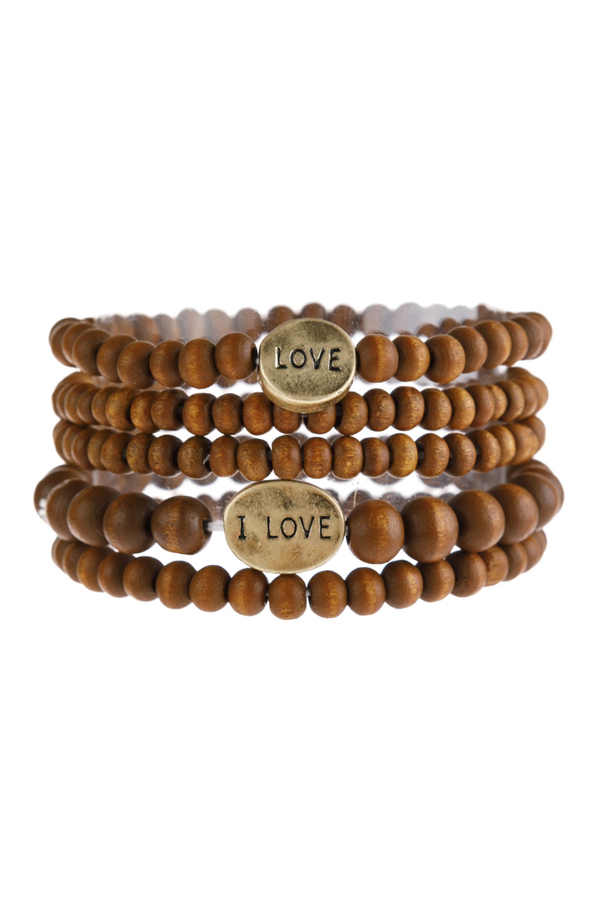 "Love" Wood Stackable Beaded Bracelet