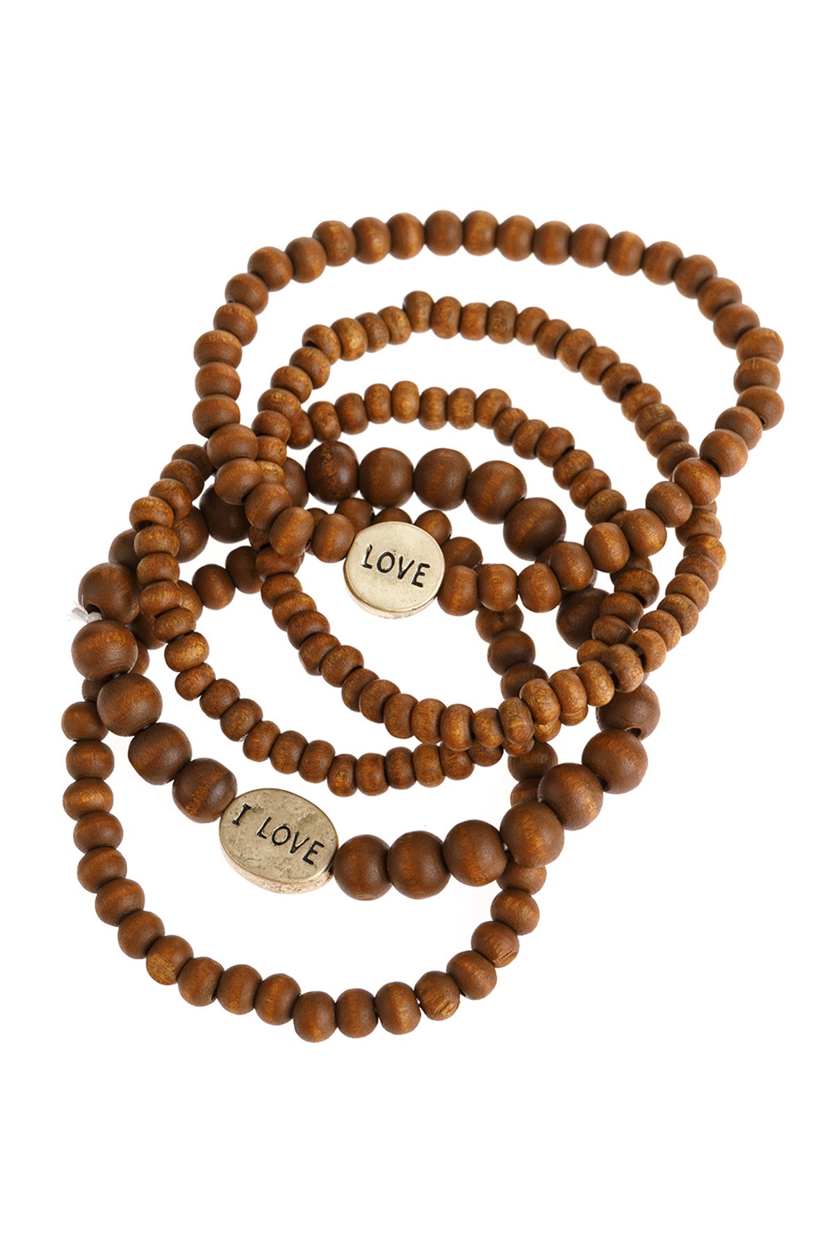 "Love" Wood Stackable Beaded Bracelet