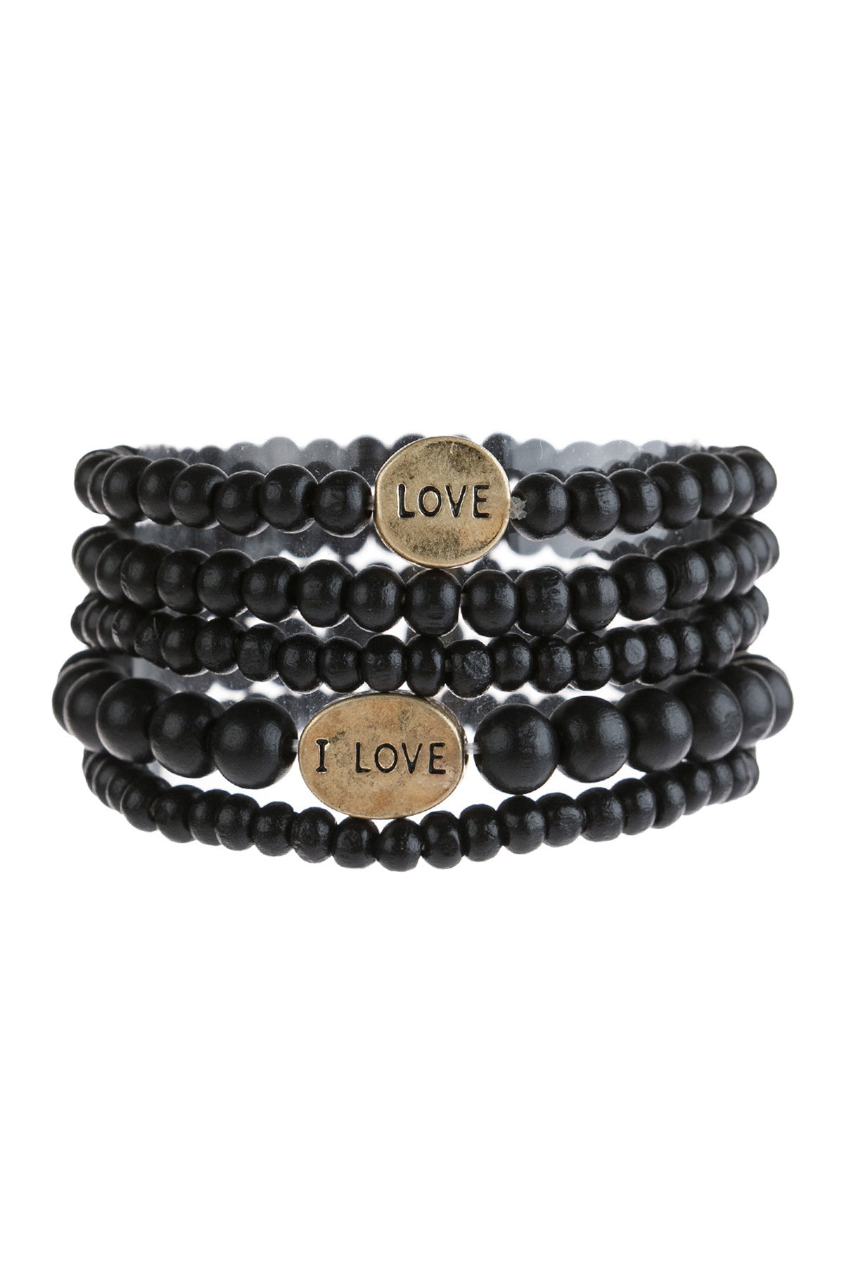"Love" Wood Stackable Beaded Bracelet