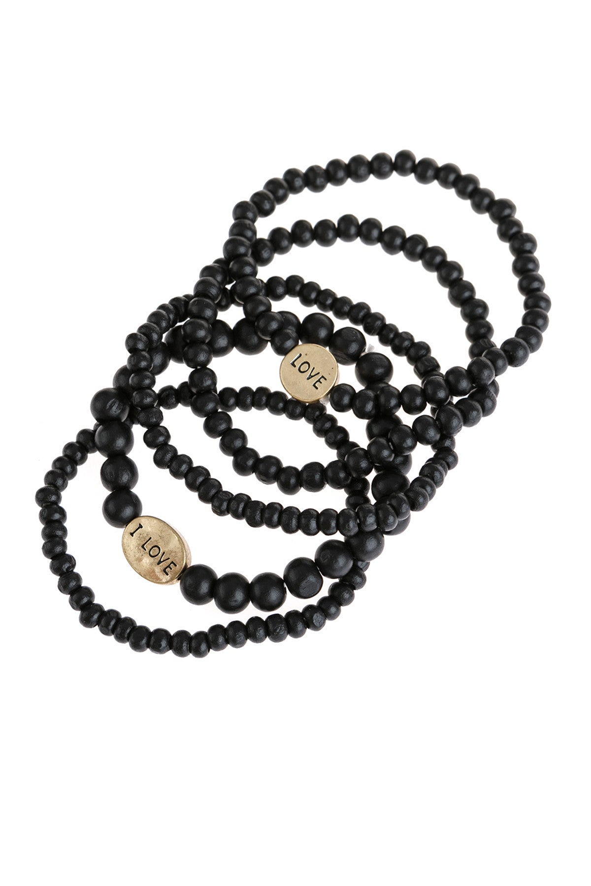 "Love" Wood Stackable Beaded Bracelet