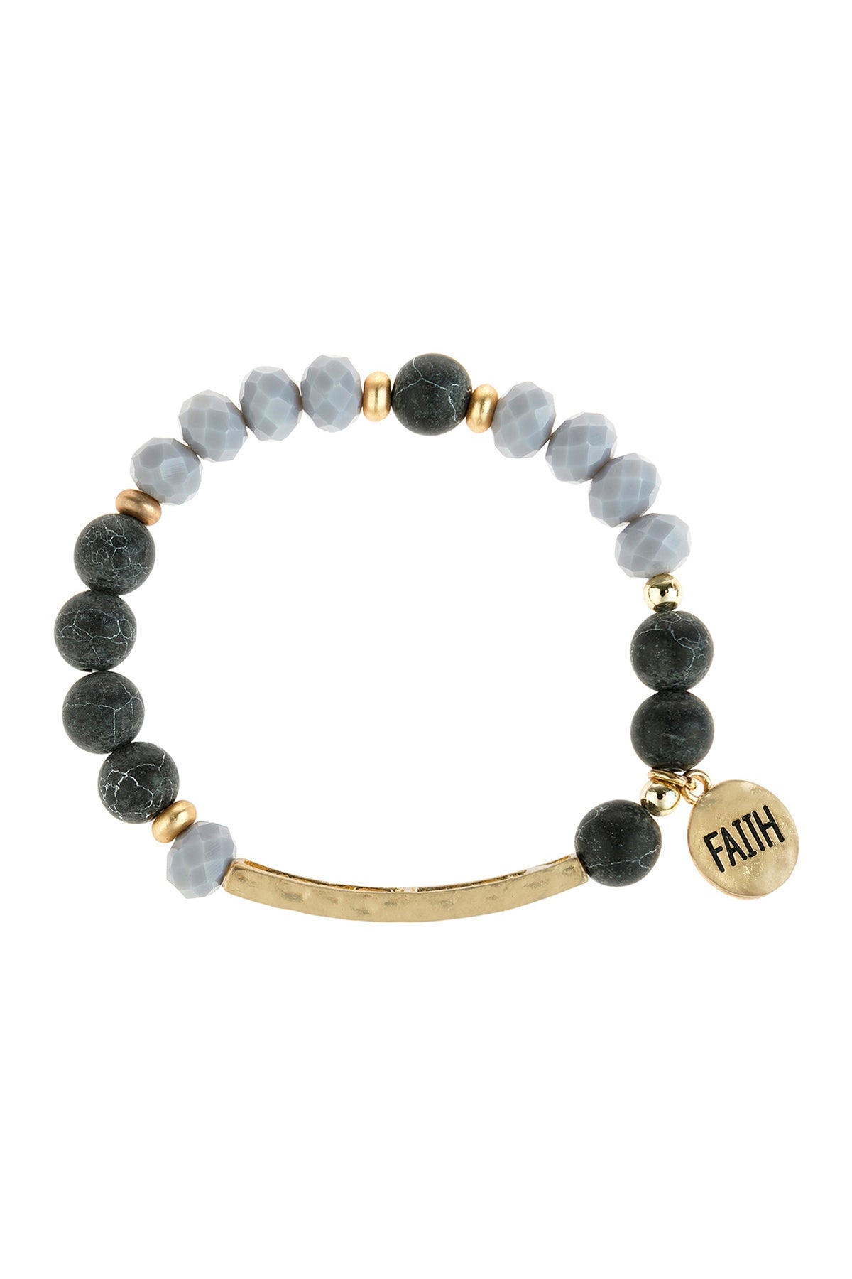 Mixed Beads Faith Charm Bracelet