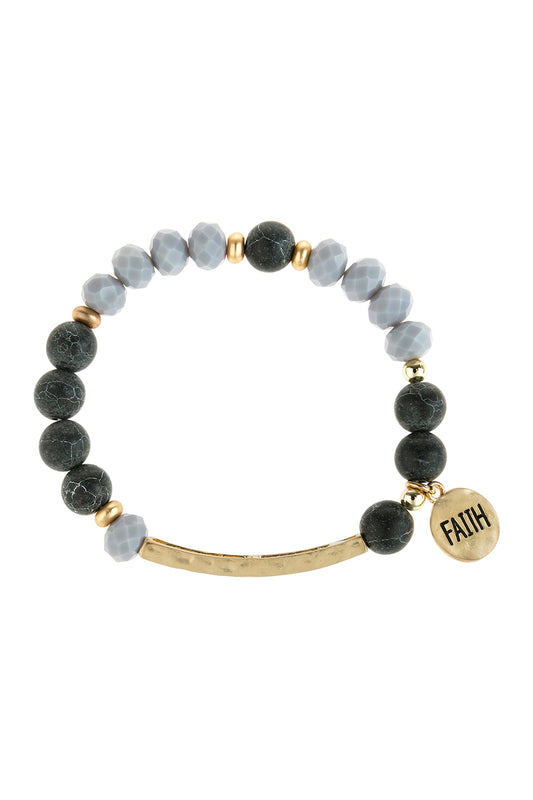 Mixed Beads Faith Charm Bracelet