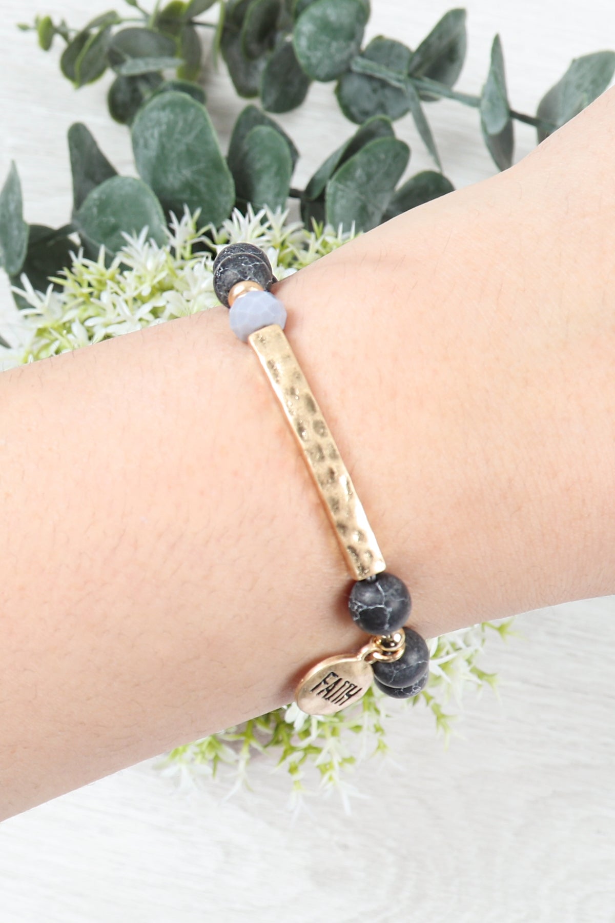 Mixed Beads Faith Charm Bracelet