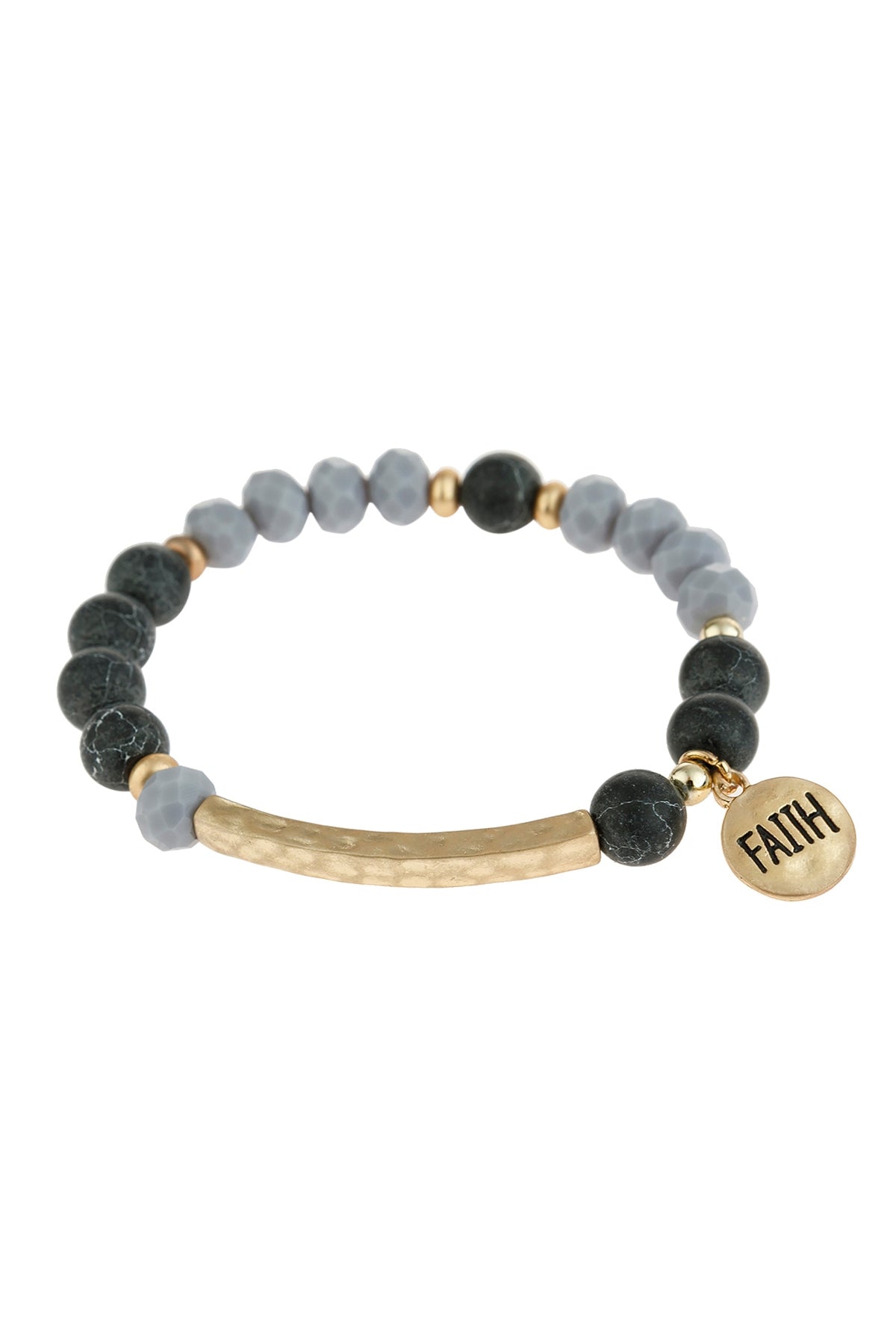 Mixed Beads Faith Charm Bracelet