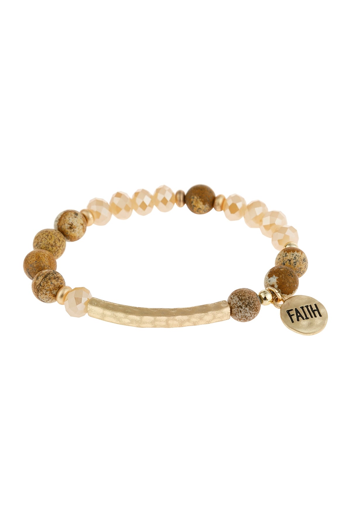 Mixed Beads Faith Charm Bracelet