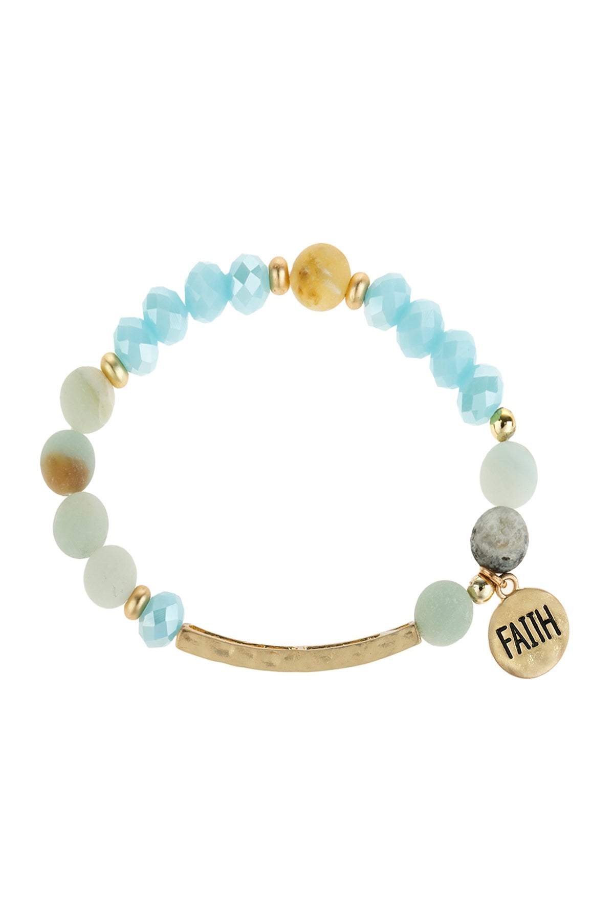 Mixed Beads Faith Charm Bracelet