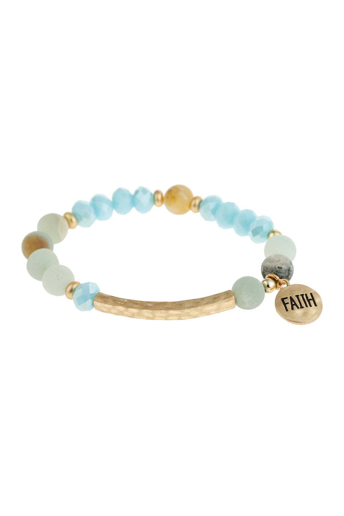 Mixed Beads Faith Charm Bracelet
