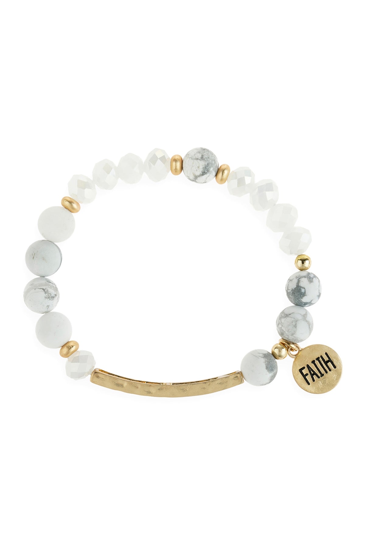 Mixed Beads Faith Charm Bracelet