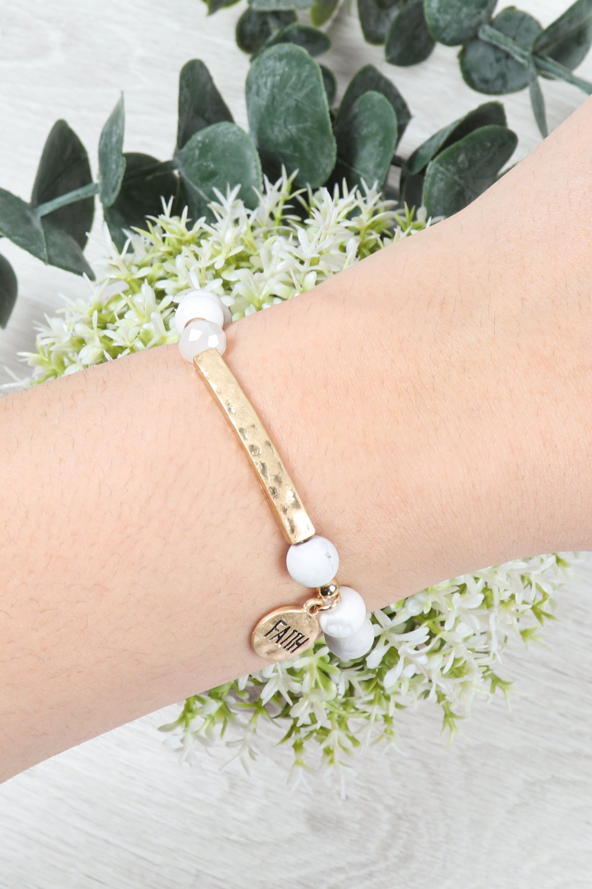 Mixed Beads Faith Charm Bracelet