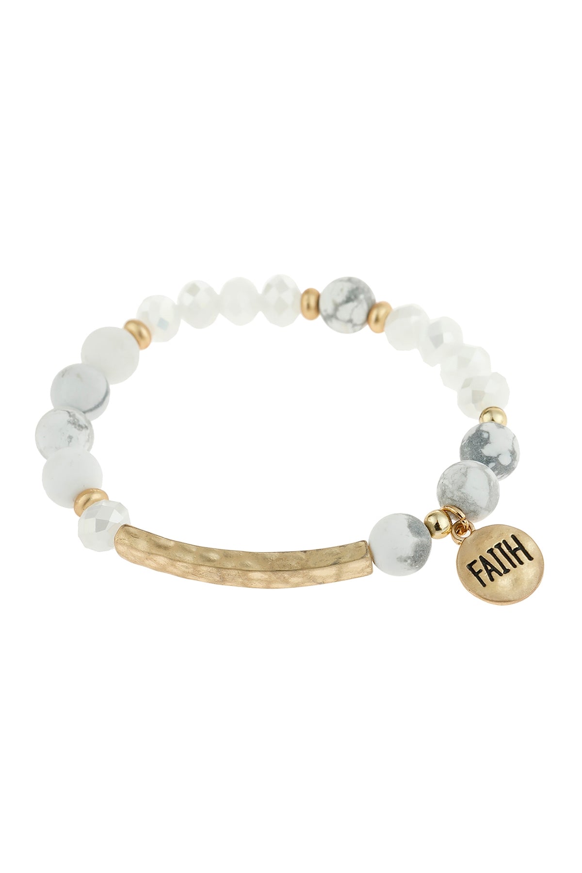Mixed Beads Faith Charm Bracelet