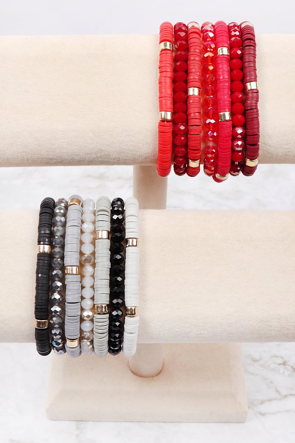 Multiline Ring Beaded Stretch Bracelet