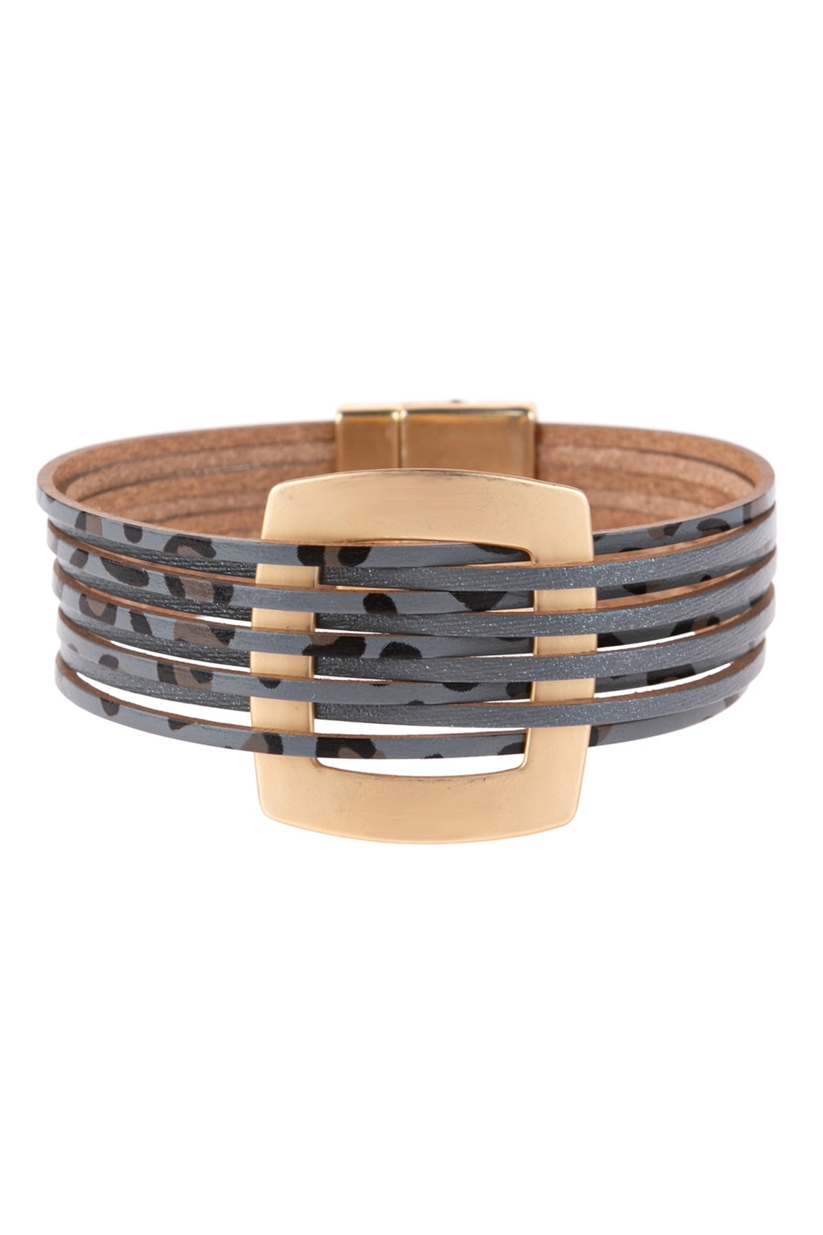 Leather Open Box Charm with Magnetic Lock Bracelet
