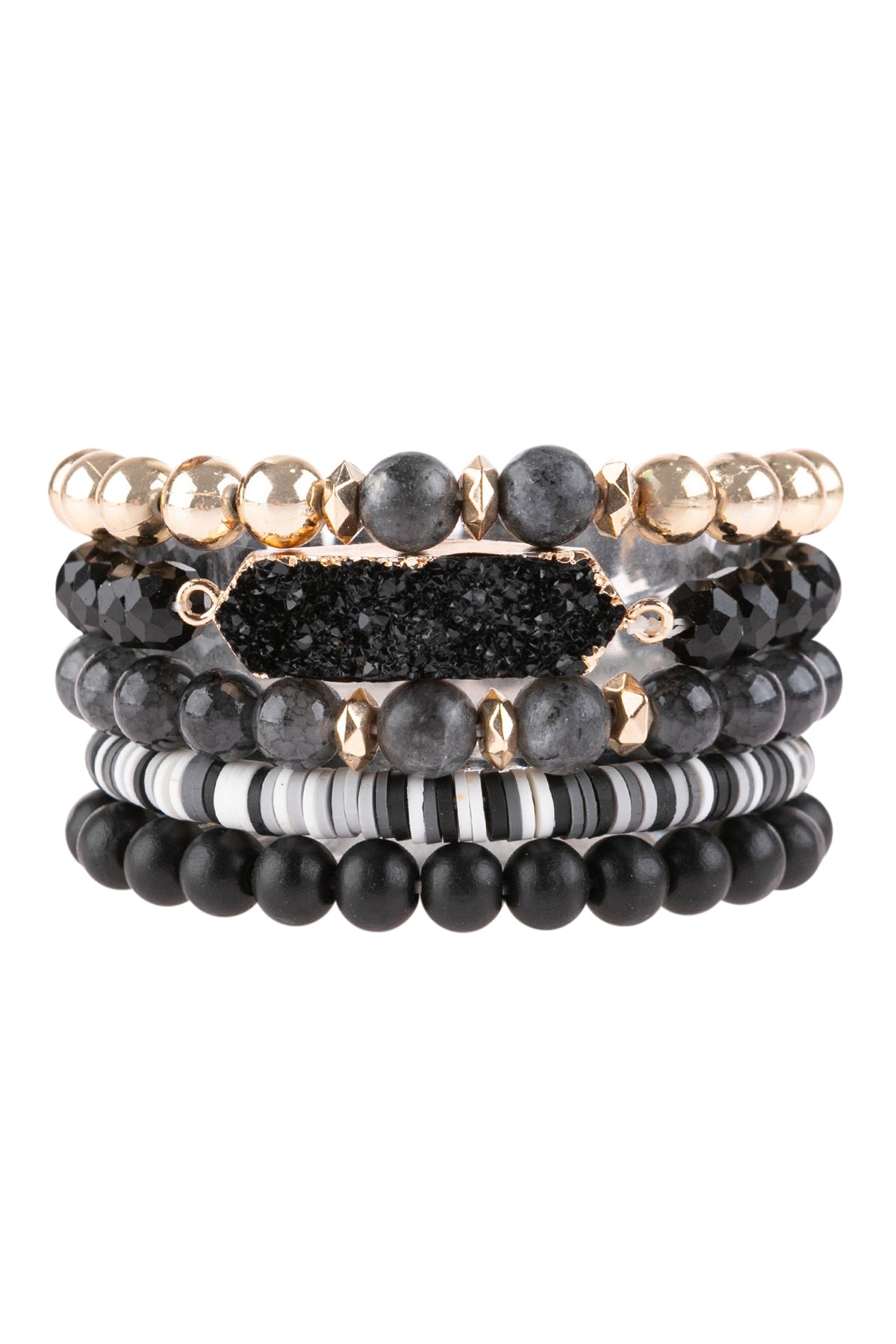 Druzy Hexagon Multibeads Bracelet