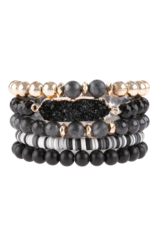 Druzy Hexagon Multibeads Bracelet