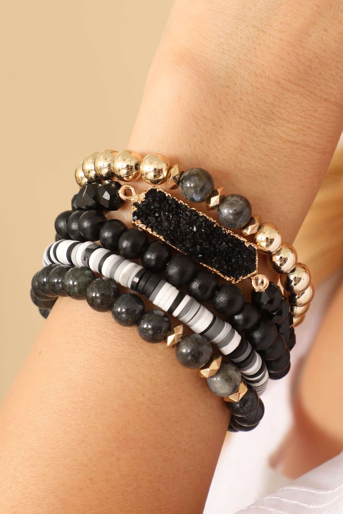 Druzy Hexagon Multibeads Bracelet