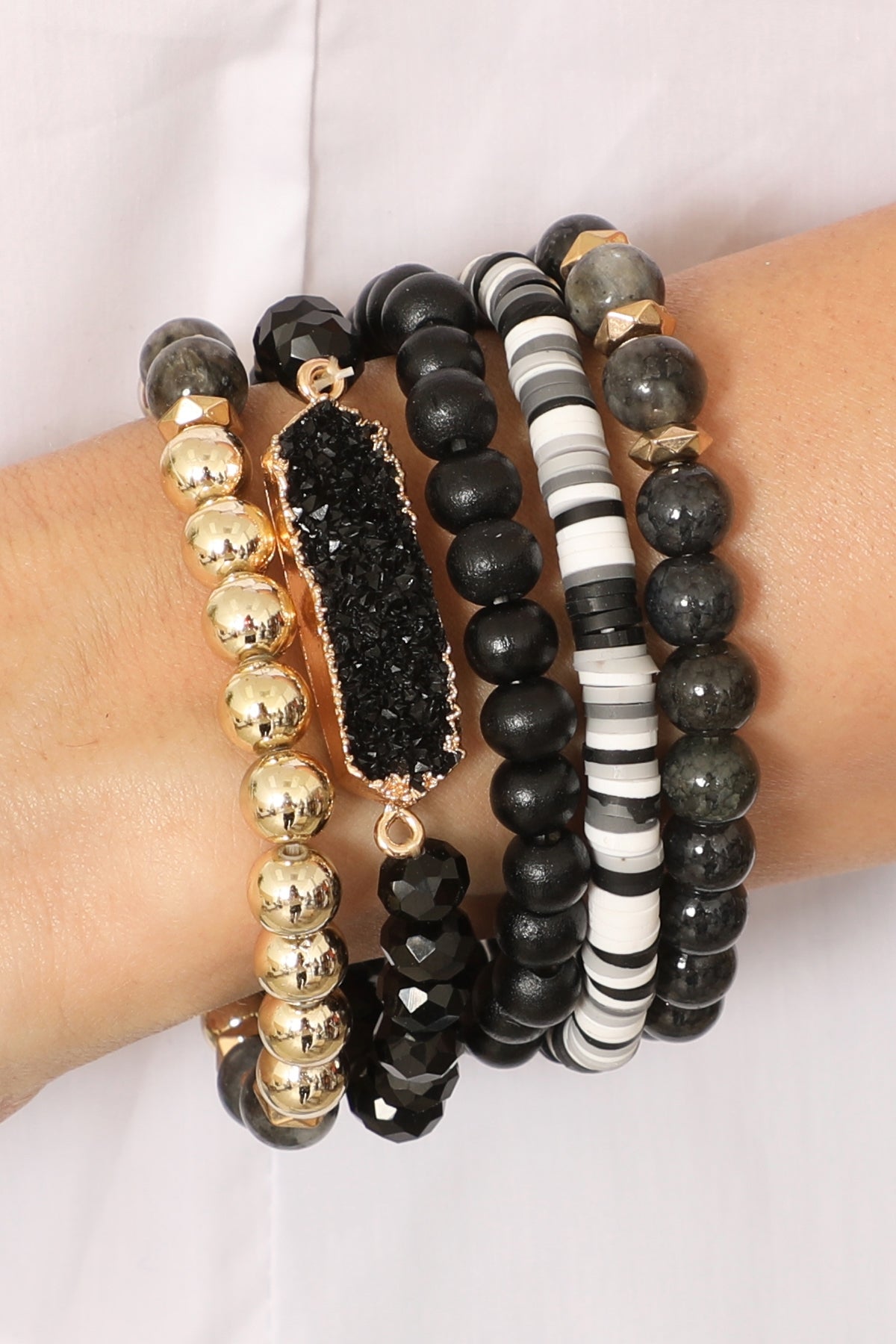 Druzy Hexagon Multibeads Bracelet