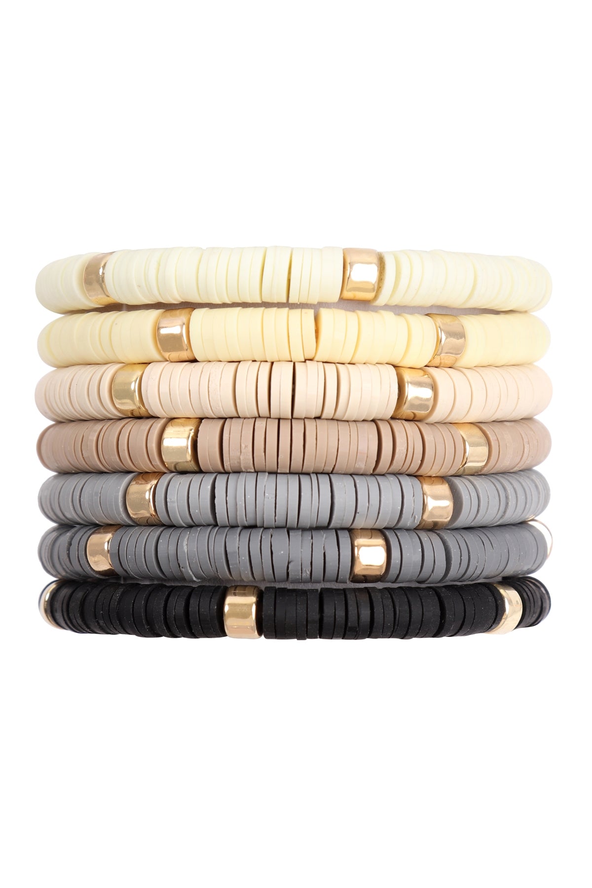 Multi-Line Leather Beaded Stretch Bracelet